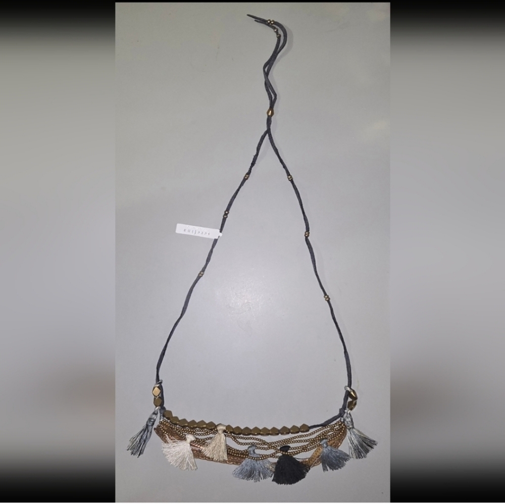 New Anthropologie Multi Strand Multicolor Dancing Tassel Necklace